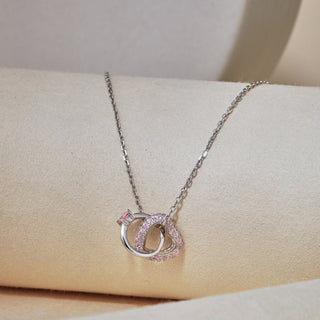 925 Sterling Silver Necklace Cubic Zirconia Interlocking Circle Love Heart Pendant Necklace Women Jewelry Valentine's Day