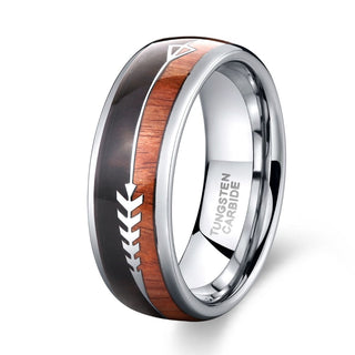 8mm Inlay Men Rings Vikings Hunting Bands Koa Zebra Wood Deer Antler Arrow Tungsten Rings