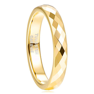 4mm Men Women Multi-Faceted Tungsten Carbide Rings Gold Color Engagement Bands