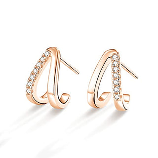 925 Sterling Silver Half Hoop Earrings For Women CZ Cubic Zirconia Earrings Small Split Huggie Hypoallergenic