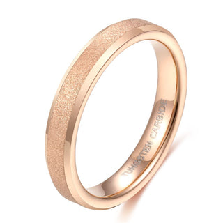 4mm Frosted Tungsten Carbide Rings Rose Gold Women Matte Ring