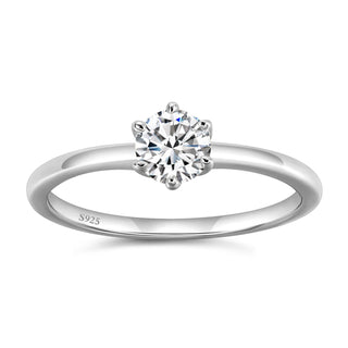 Fashion Minimalist Jewelry 0.5ct Round Cut Moissanite Stone Sterling Silver Ring for Women