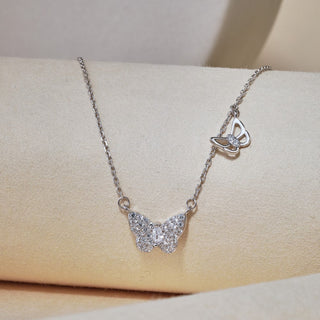 Fashion Marquise Cut Cubic Zirconia Necklaces Delicate 925 Sterling Silver Butterfly Pendant Necklace for Women Jewelry Gift
