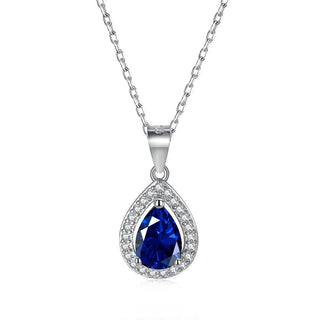 New Trend Teardrop Shape 925 Sterling Silver Necklace Vintage Pear Cut Cubic Zirconia Pendant Necklace for Women Fashion Jewelry