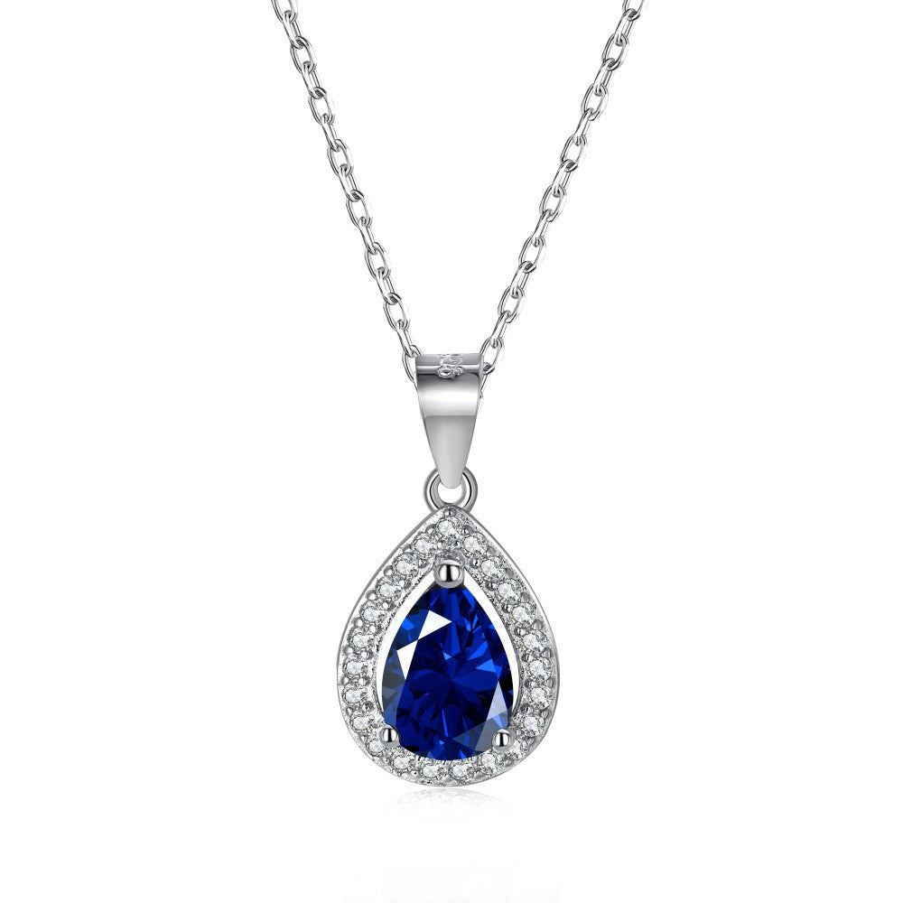 New Trend Teardrop Shape 925 Sterling Silver Necklace Vintage Pear Cut Cubic Zirconia Pendant Necklace for Women Fashion Jewelry