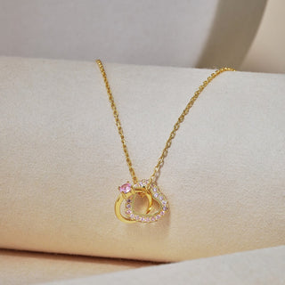 925 Sterling Silver Necklace Cubic Zirconia Interlocking Circle Love Heart Pendant Necklace Women Jewelry Valentine's Day