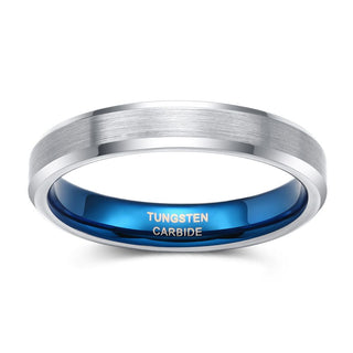 4mm Women Mens Brushed Tungsten Rings Blue Inner Ring Wedding Bands