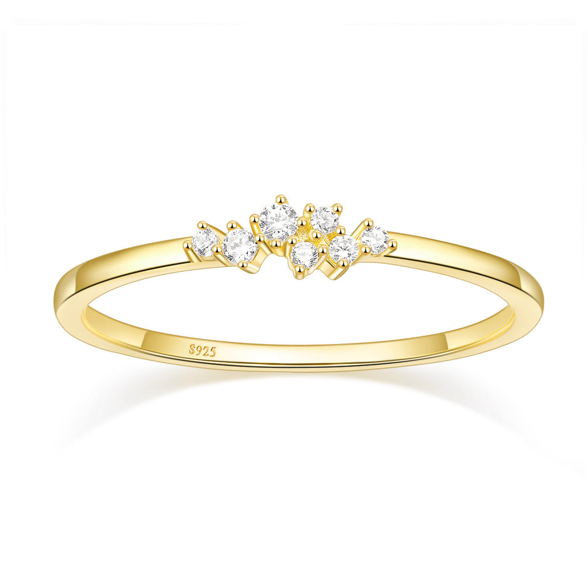 925 Sterling Silver Gold Plated D Grade Round Cut Moissanite Rings
