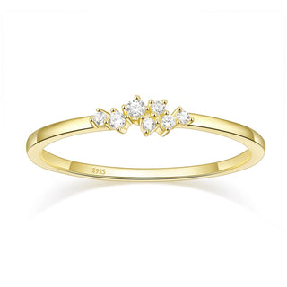925 Sterling Silver Dainty Stackable Ring 14K Gold Plated CZ Women Eternity Rings