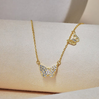 Fashion Marquise Cut Cubic Zirconia Necklaces Delicate 925 Sterling Silver Butterfly Pendant Necklace for Women Jewelry Gift