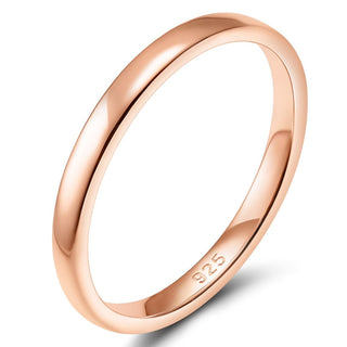 2mm 925 Sterling Silver Rings Women Rose Gold Ring Wedding Bands