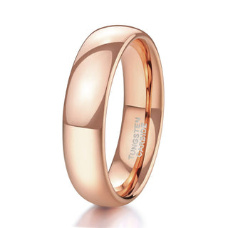 6mm Dome High Polished Tungsten Carbide Rings Rose Gold Women Engagement Wedding Bands