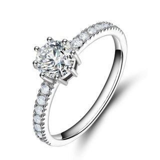 925 Sterling Silver Ring 3A+Cubic Zirconia Women Classic Engagement Ring