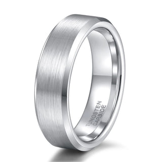 6mm Brushed Tungsten Rings Silver Men Tungsten Carbide Ring Wedding Rings