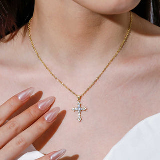 Fashion Jewelry Hypoallergenic Tarnish Free 5A Cubic Zirconia 925 Sterling Silver Cross Pendant Necklace for Party Gifts
