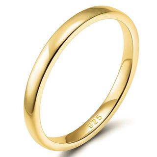 2mm 14K Gold Plated Women 925 Sterling Silver Rings Wedding Bands