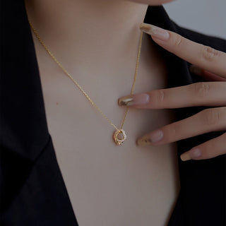925 Sterling Silver Necklace Cubic Zirconia Interlocking Circle Love Heart Pendant Necklace Women Jewelry Valentine's Day