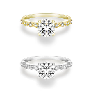 1.2CT Round Cut Zircon S925 Sterling Silver Ring Romantic Engagement Anniversary Wedding Fine Jewelry for Women
