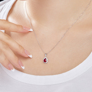 New Trend Teardrop Shape 925 Sterling Silver Necklace Vintage Pear Cut Cubic Zirconia Pendant Necklace for Women Fashion Jewelry