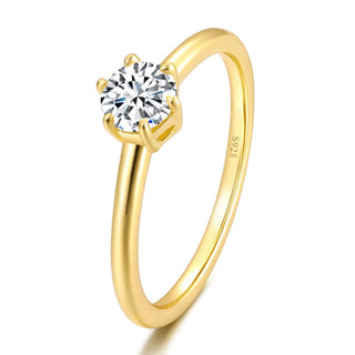 0.5ct Moissanite Stone Round Cut 14K Gold Plated Sterling Silver Ring for Wedding Engagement