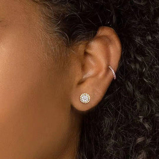 Hypoallergenic 14K Gold Plated 925 Sterling Silver 0.5CT Round Cut Cubic Zirconia CZ Stud Earrings for Women Men