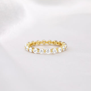 2mm 14K Gold Plated 925 Sterling Silver Ring Women Cubic Zirconia Stackable Eternity Ring