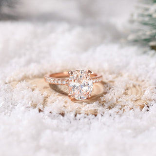 Rose Gold 3Ct 925 Sterling Silver Ring Oval Cut Cubic Zirconia Women Engagement Bands