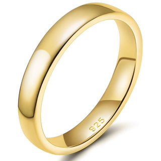 4mm 14K Gold Plated Women 925 Sterling Silver Rings Wedding Bands