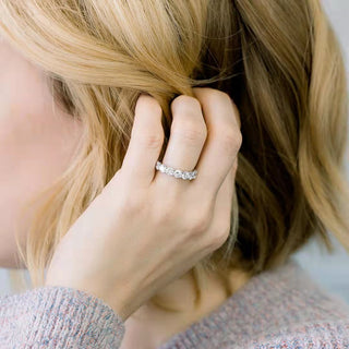 Round Cut 925 Sterling Silver Full Eternity Stackable Moissanite Ring for Women