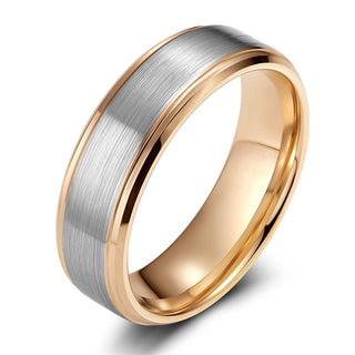 8mm Brushed Tungsten Rings 18k Gold Plated Men's Wedding Bands