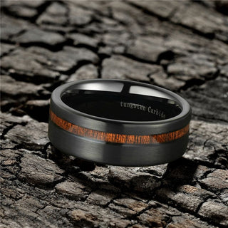 8mm Black Ring Men With Wood Line Tungsten Carbide Ring Engagement Wedding Bands
