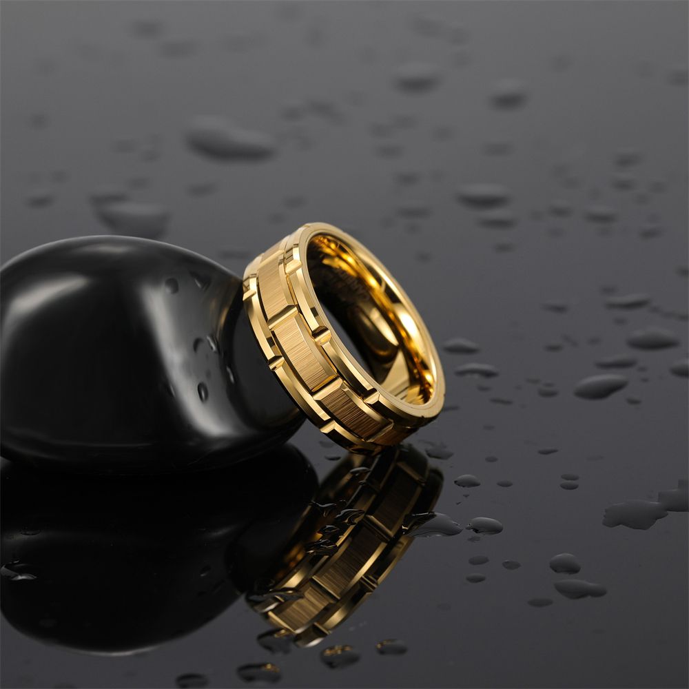 8mm Gold Tungsten Ring Mechanical Seal Inlay Men Rings
