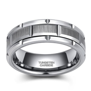8mm Silver Tungsten Ring Mechanical Seal Inlay Men Rings