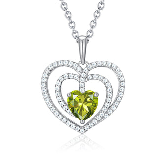 925 Sterling Silver Large Solid 5A Cubic Zirconia Interlocking Heart Shaped Pendant Necklace for Women Jewelry Gift