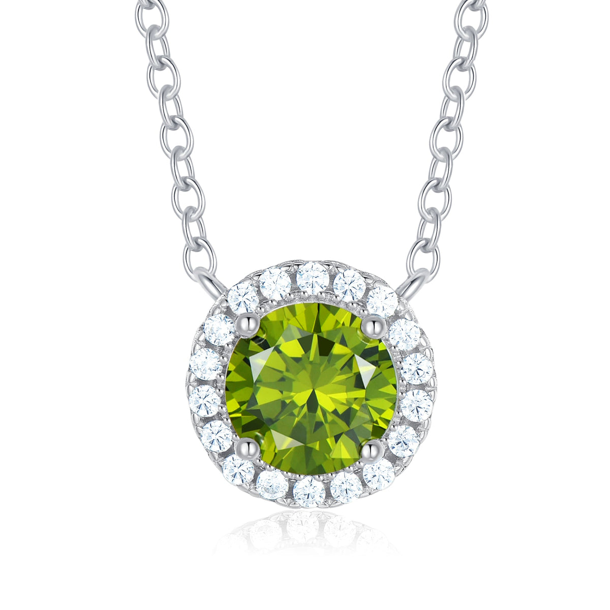 5A+ Sparking Round Shaped Cubic Zirconia 925 Sterling Silver Pendants with Adjustble Chain for Women