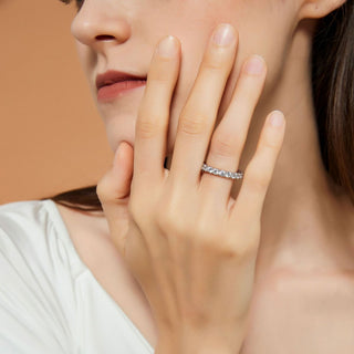 3mm 925 Sterling Silver Women Round Cubic Zirconia Stackable Eternity Ring