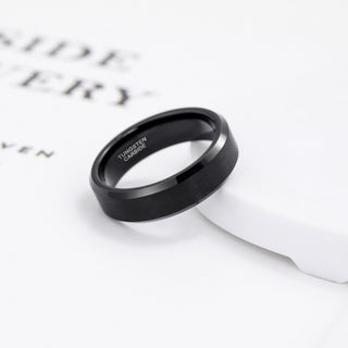6mm Black Gun Plated Tungsten Carbide Rings Men Women Brushed Engagement Bands