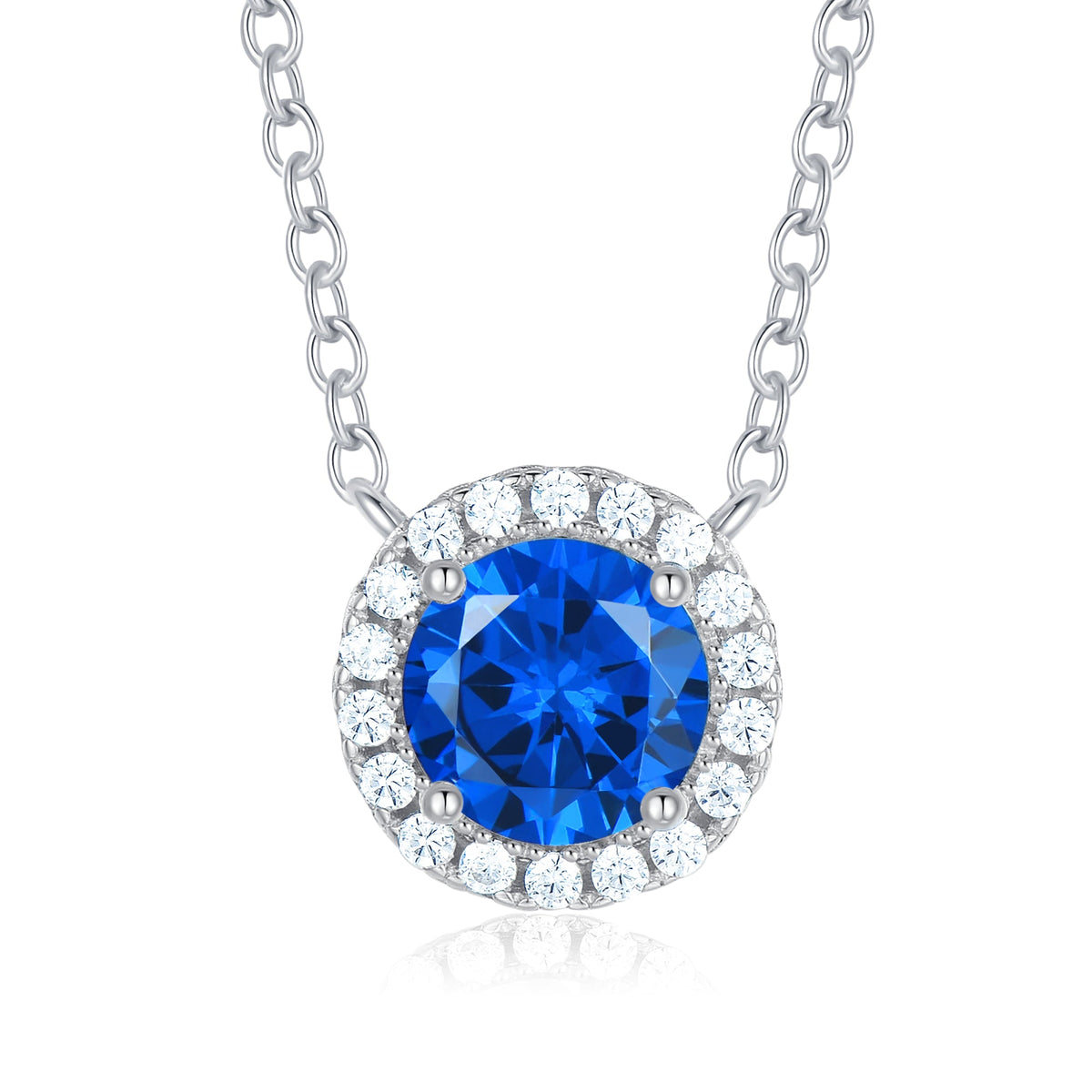 5A+ Sparking Round Shaped Cubic Zirconia 925 Sterling Silver Pendants with Adjustble Chain for Women