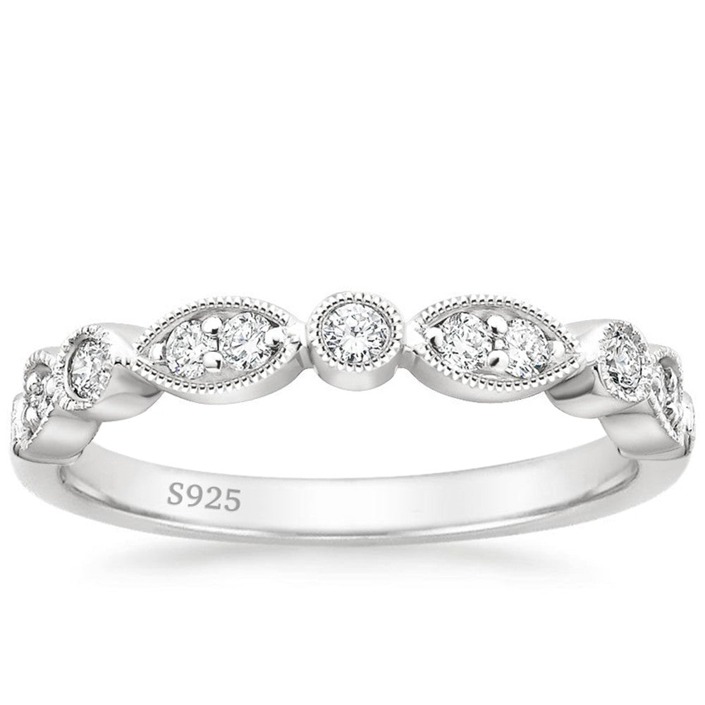925 Sterling Silver Round Moissanite Rings VVS1 Clarity Wedding Rings for Women