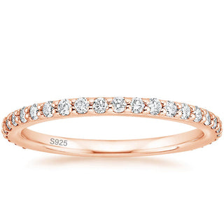925 Sterling Silver Eternity Stackable Ring Promise Wedding Band Moissanite Rings for Women