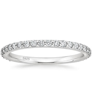 925 Sterling Silver Eternity Stackable Ring Promise Wedding Band Moissanite Rings for Women