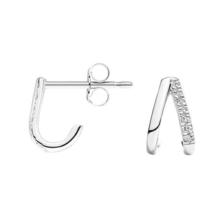 925 Sterling Silver Half Hoop Earrings For Women CZ Cubic Zirconia Earrings Small Split Huggie Hypoallergenic