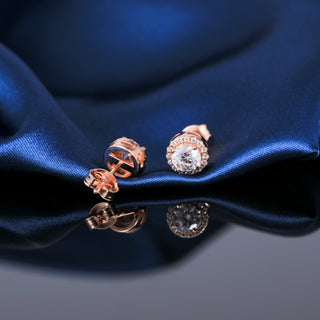 Fashion Jewelry Rose Gold Plated 925 Sterling Silver 0.5CT Round Cut Cubic Zirconia Stud Earrings for Unisex