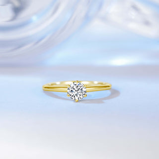 0.5ct Moissanite Stone Round Cut 14K Gold Plated Sterling Silver Ring for Wedding Engagement