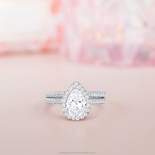 3 ct Pear Cut 925 Sterling Silver Moissanite Bridal Set