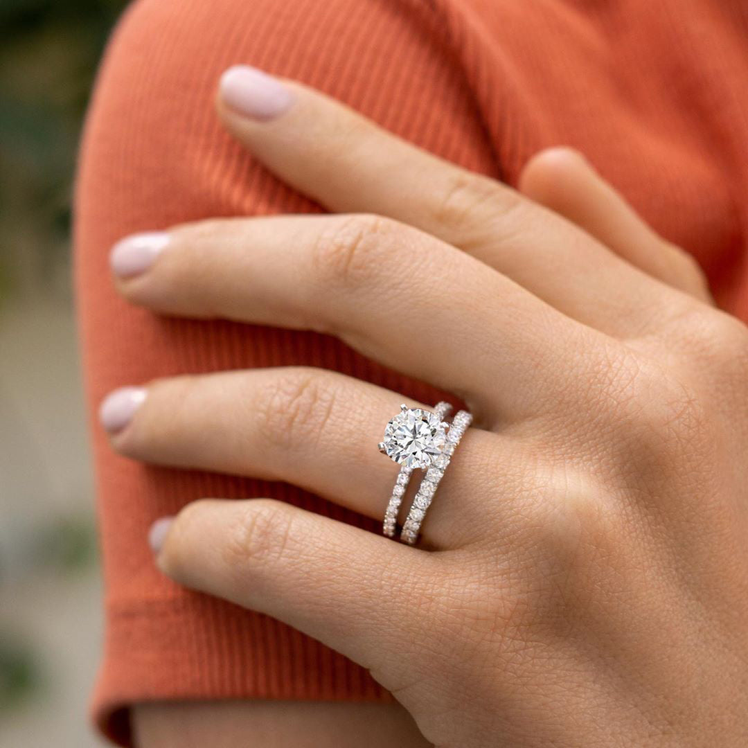 3 Carat Round Cut s925 D Grade Moissanite Wedding Ring Sets