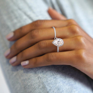 3 ct Pear Cut 925 Sterling Silver Moissanite Bridal Set