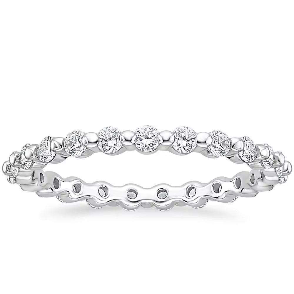 925 Sterling Silver Rings Stackable Rings Full VVS1 Moissanite Wedding Band for Women