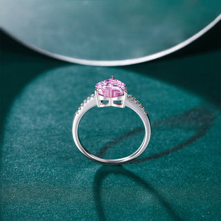 Wholesale Fashion Jewelry 2CT Heart Shape Pink and White Cubic Zirconia 925 Sterling Silver Rings for Women Engagement