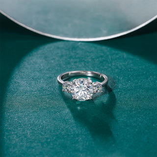 Fine Jewellery 2ct Round Cut Cubic Zirconia Rhodium Plated 925 Sterling Silver Ring for Women Engagement Wedding